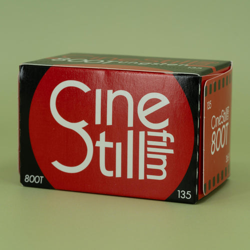 CineStill 800T film box on a green background