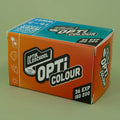 Box of Optik Oldschool OptiColour 200 35mm colour negative film, ISO 200, 36 exposures