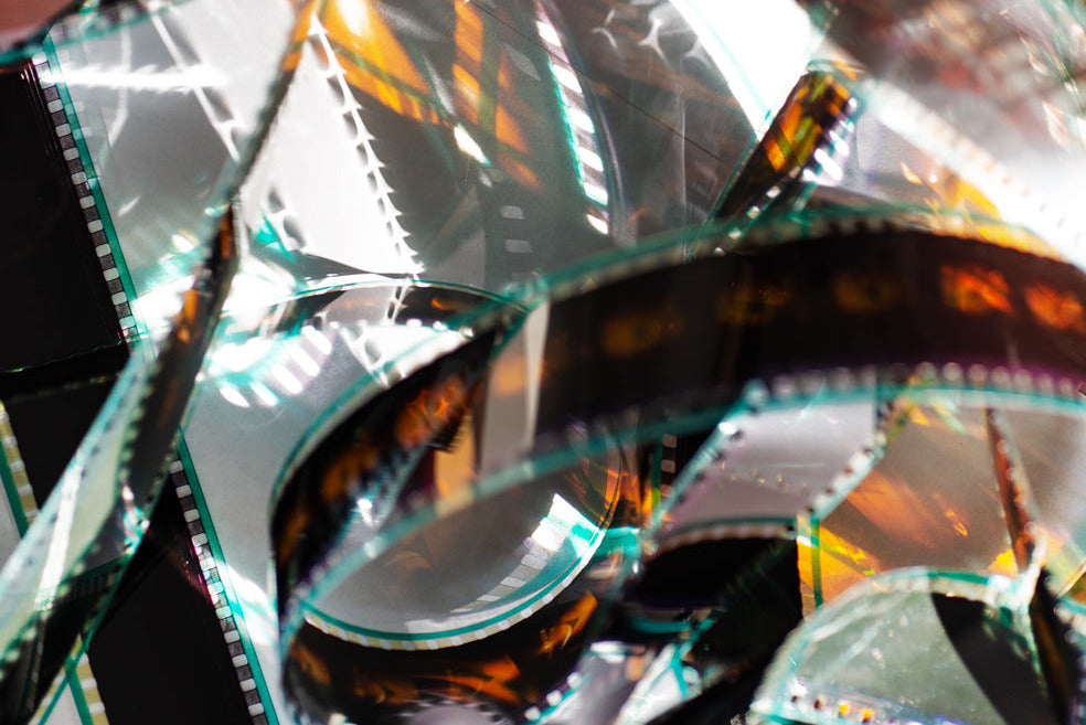 Developed film catching light in a tangled way